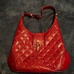 Burberry Burgundy Red Patent Leather London Brooke Hobo Shoulder Bag And Wallet
